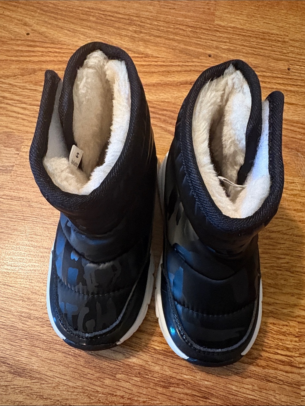 Toddler Black Winter Snow Boots with Plush Lining